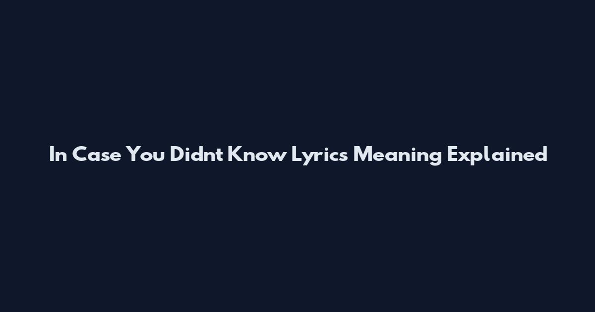 In Case You Didn't Know Lyrics Meaning Explained