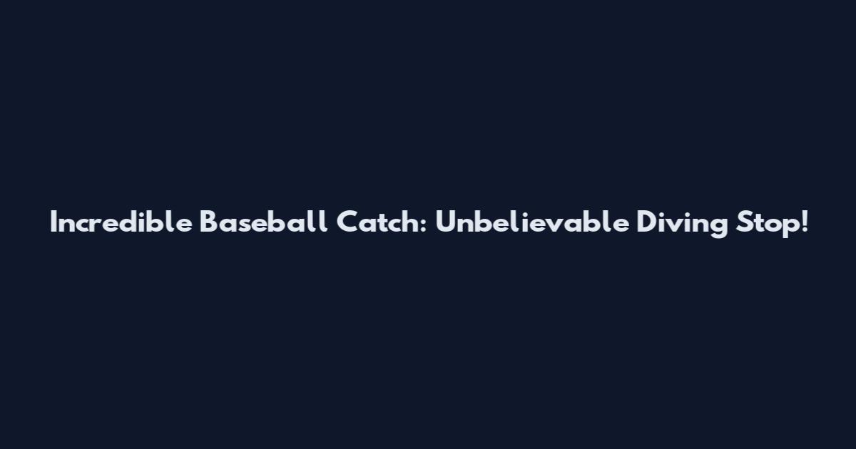 Incredible Baseball Catch: Unbelievable Diving Stop!