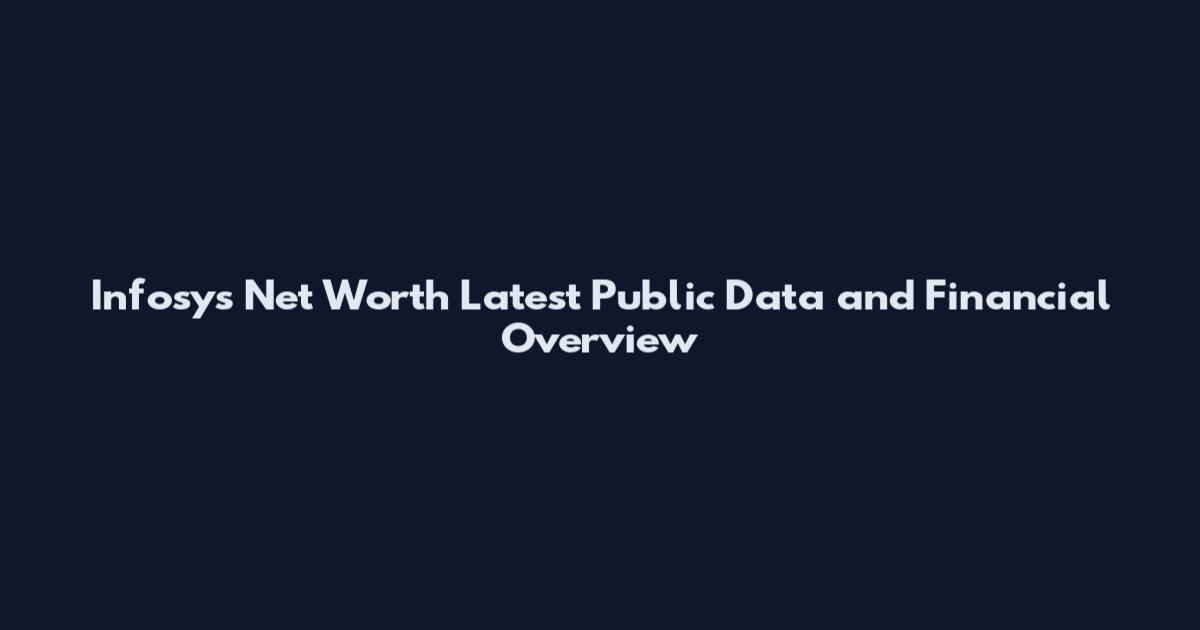 Infosys Net Worth Latest Public Data and Financial Overview
