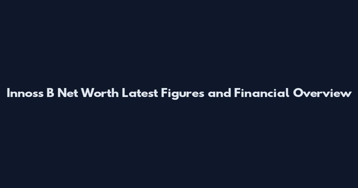Innoss B Net Worth Latest Figures and Financial Overview