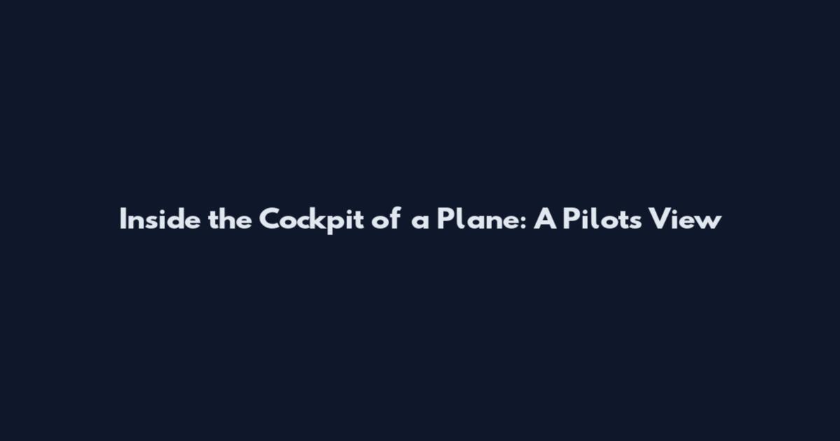 Inside the Cockpit of a Plane: A Pilot's View