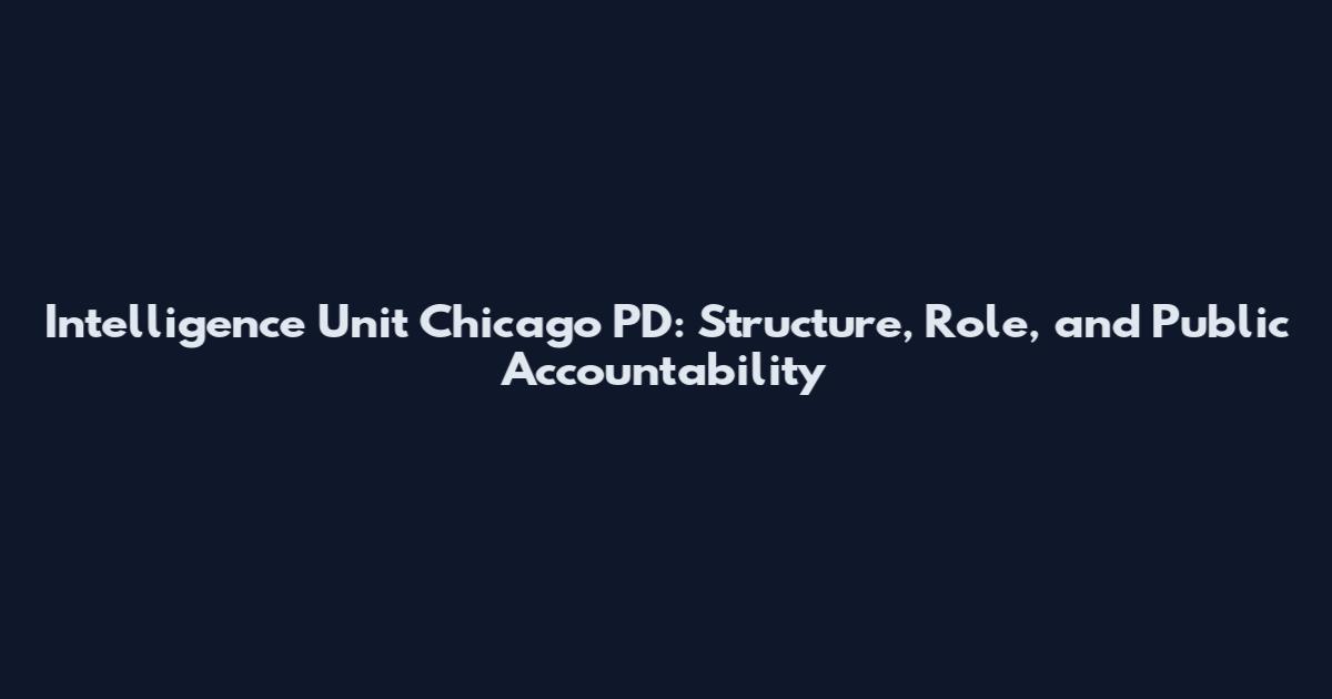Intelligence Unit Chicago PD: Structure, Role, and Public Accountability