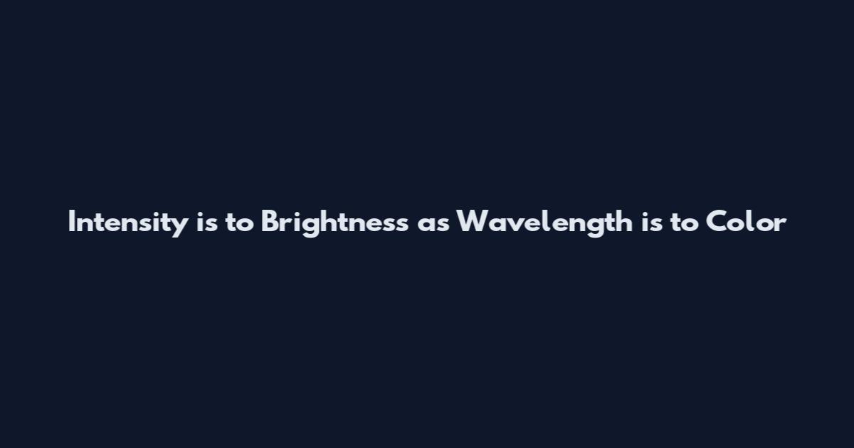 Intensity is to Brightness as Wavelength is to Color
