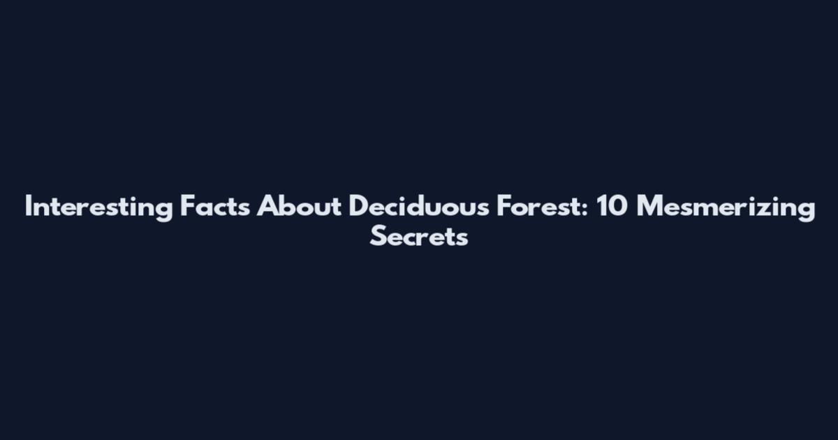 Interesting Facts About Deciduous Forest: 10 Mesmerizing Secrets