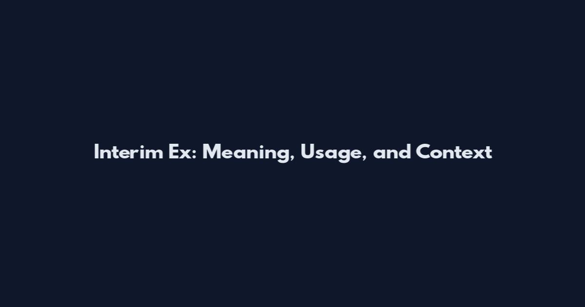 Interim Ex: Meaning, Usage, and Context
