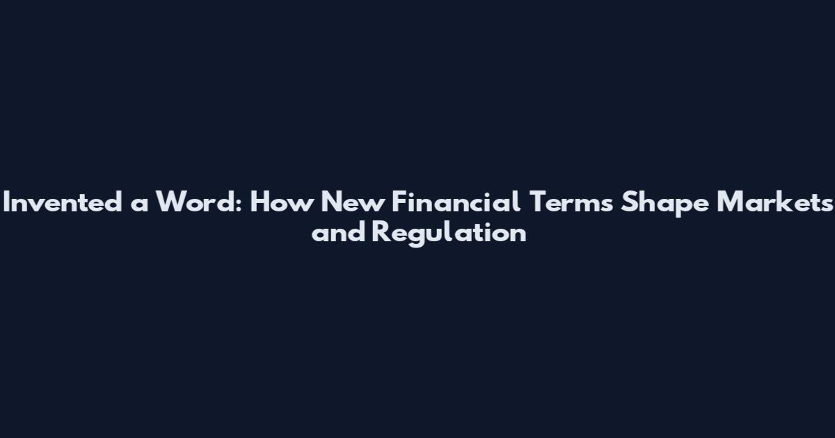 Invented a Word: How New Financial Terms Shape Markets and Regulation