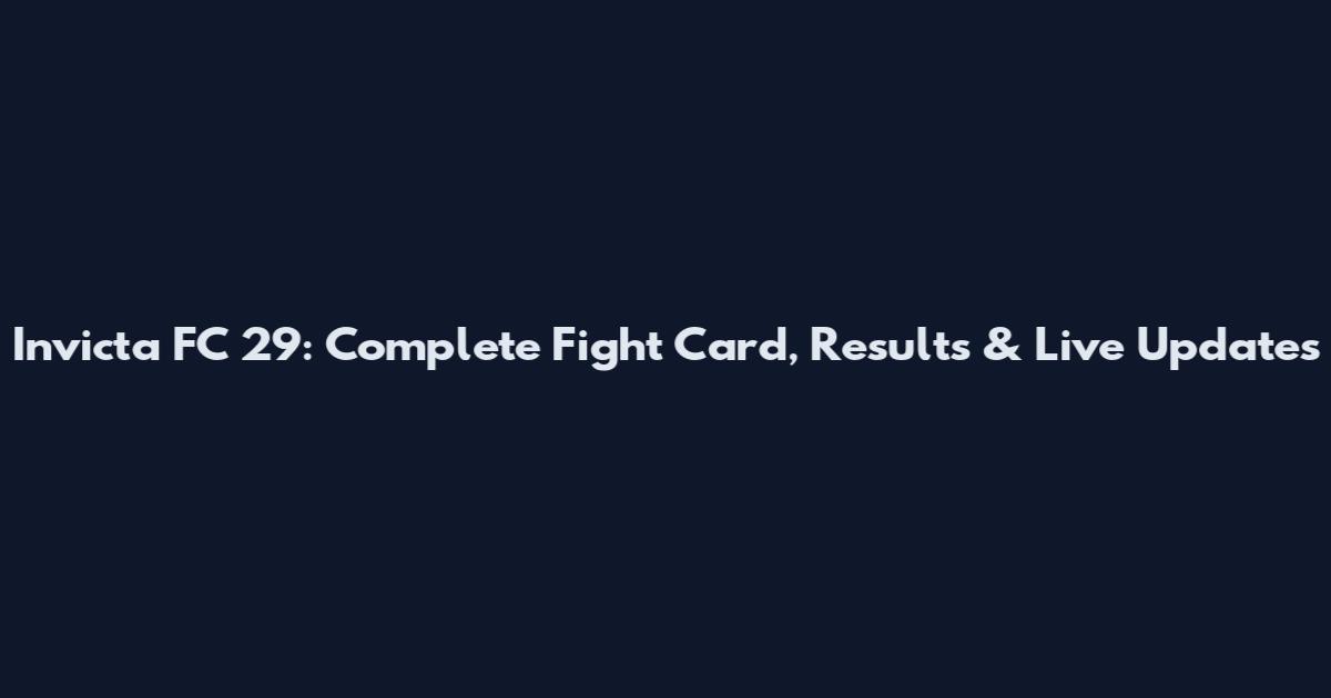Invicta FC 29: Complete Fight Card, Results & Live Updates