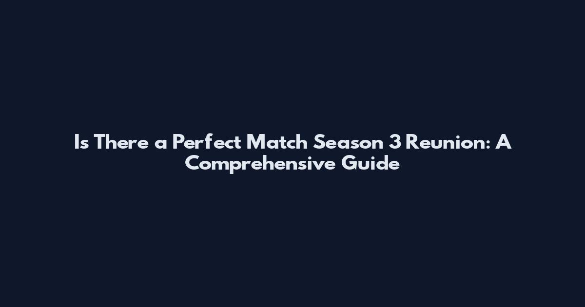 Is There a Perfect Match Season 3 Reunion: A Comprehensive Guide