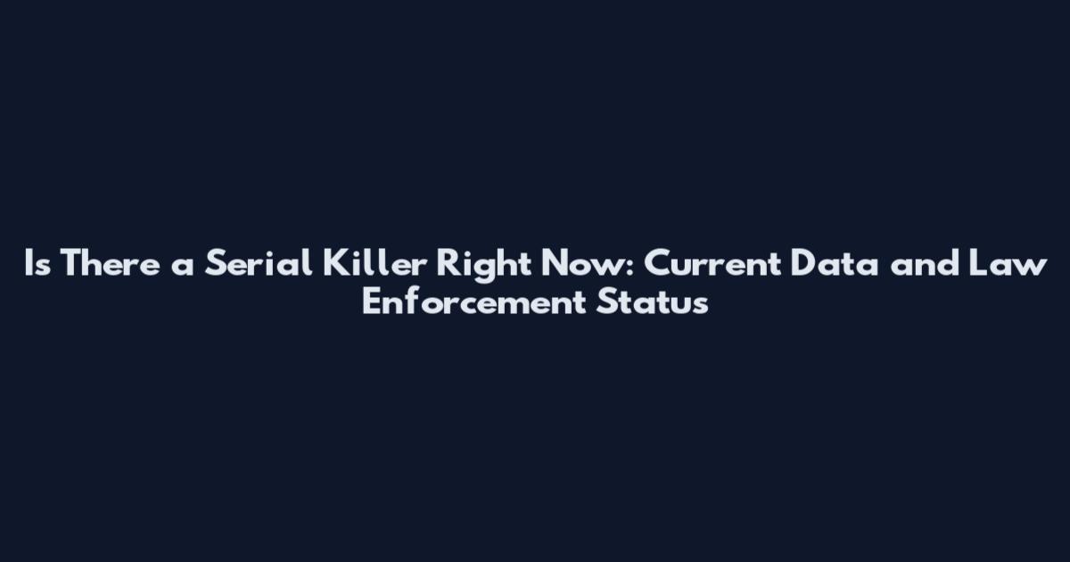 Is There a Serial Killer Right Now: Current Data and Law Enforcement Status
