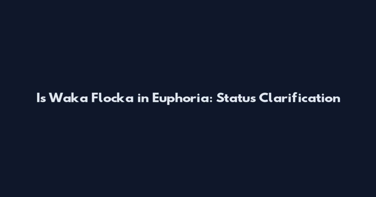 Is Waka Flocka in Euphoria: Status Clarification