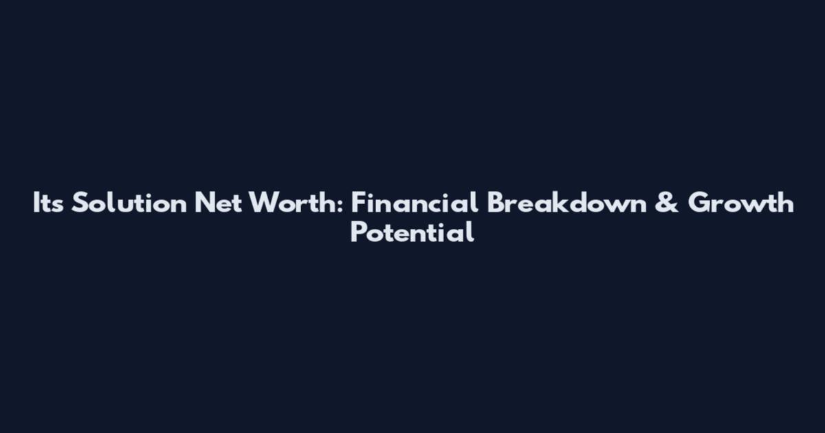 Its Solution Net Worth: Financial Breakdown & Growth Potential