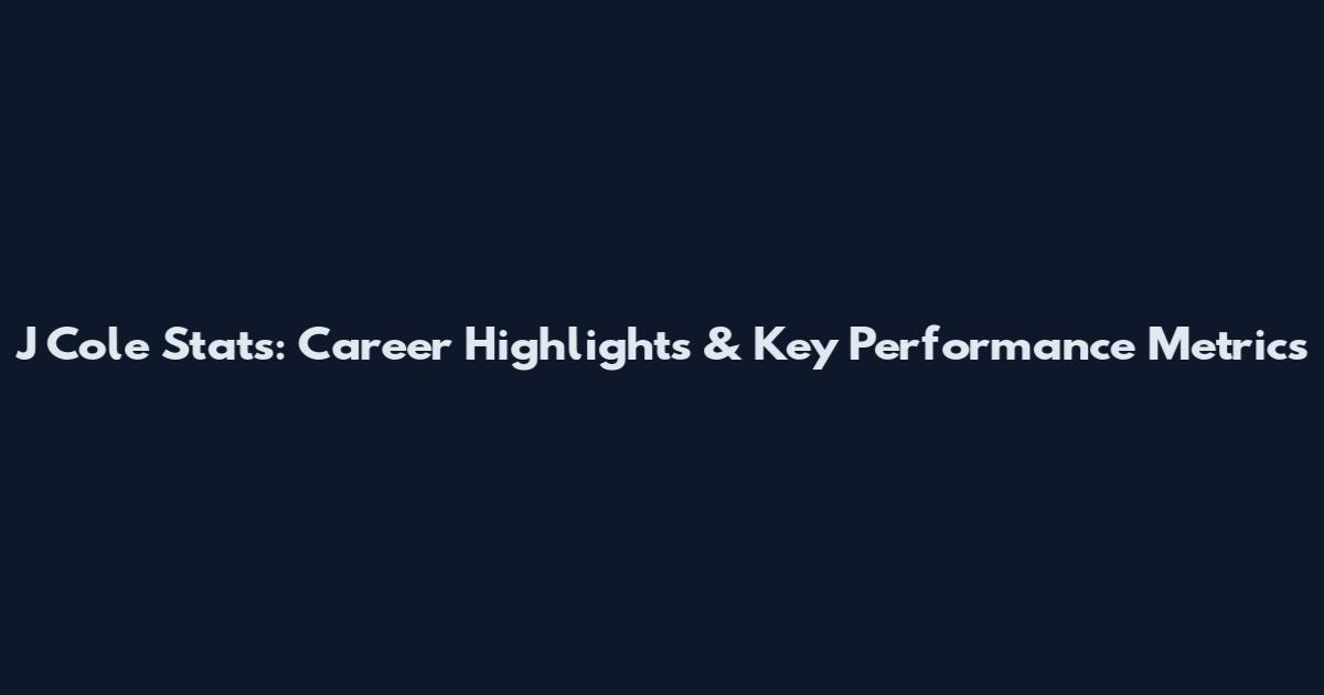J Cole Stats: Career Highlights & Key Performance Metrics