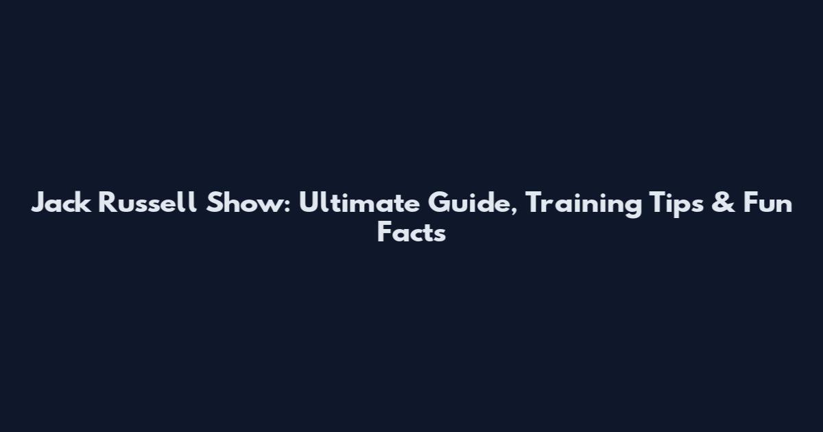 Jack Russell Show: Ultimate Guide, Training Tips & Fun Facts
