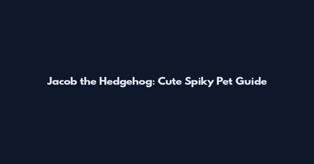 Jacob the Hedgehog: Cute Spiky Pet Guide