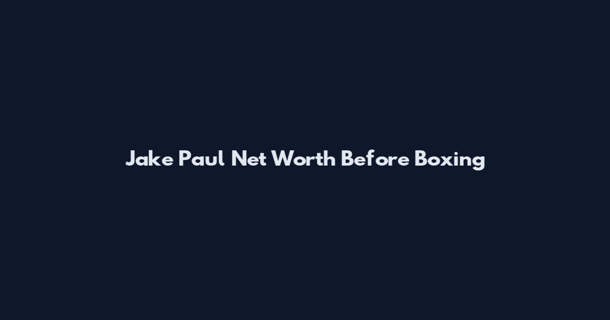 Jake Paul Net Worth Before Boxing
