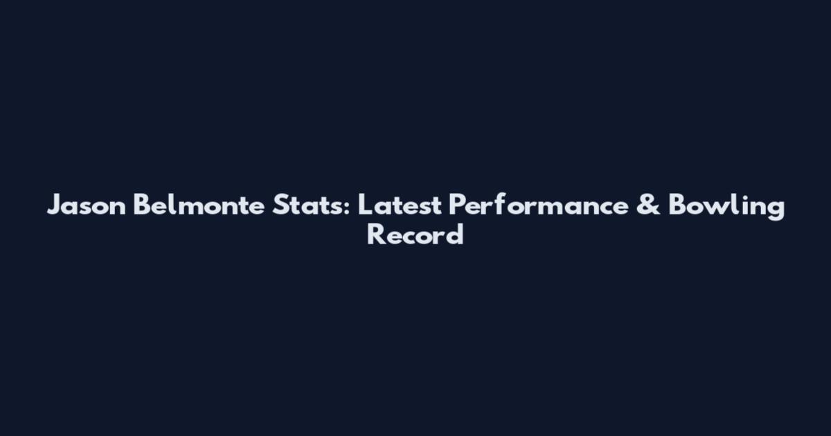 Jason Belmonte Stats: Latest Performance & Bowling Record