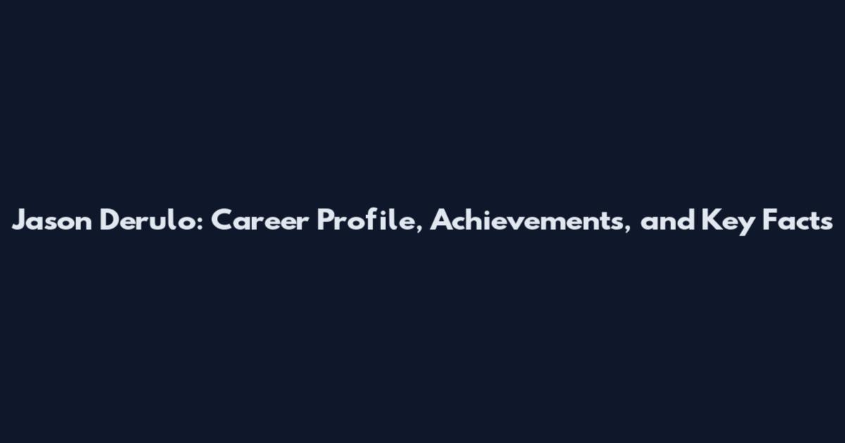 Jason Derulo: Career Profile, Achievements, and Key Facts