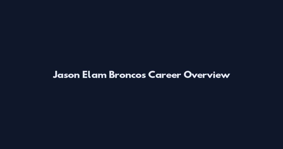 Jason Elam Broncos Career Overview
