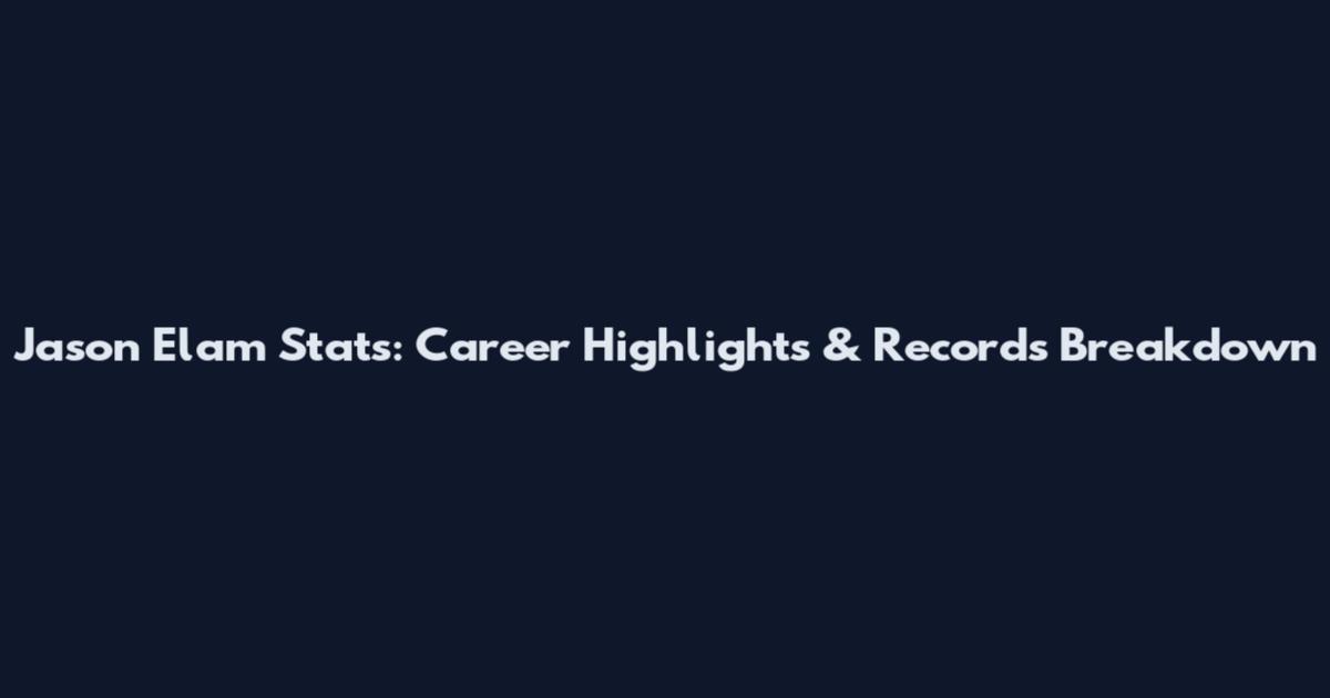 Jason Elam Stats: Career Highlights & Records Breakdown