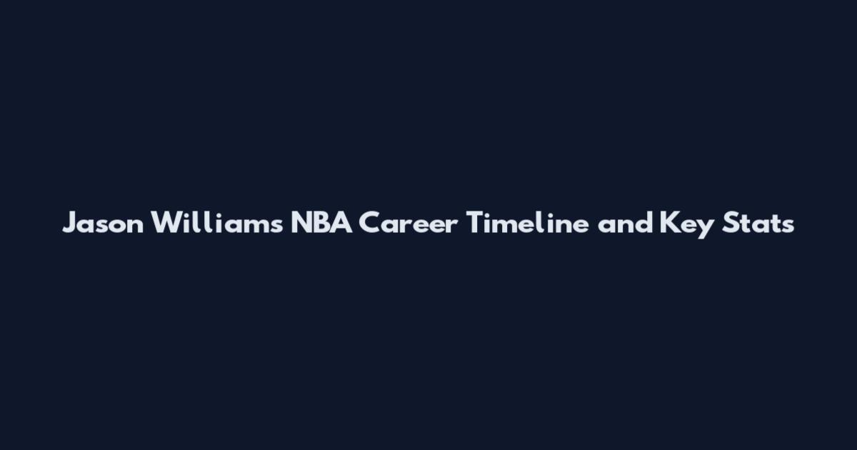 Jason Williams NBA Career Timeline and Key Stats