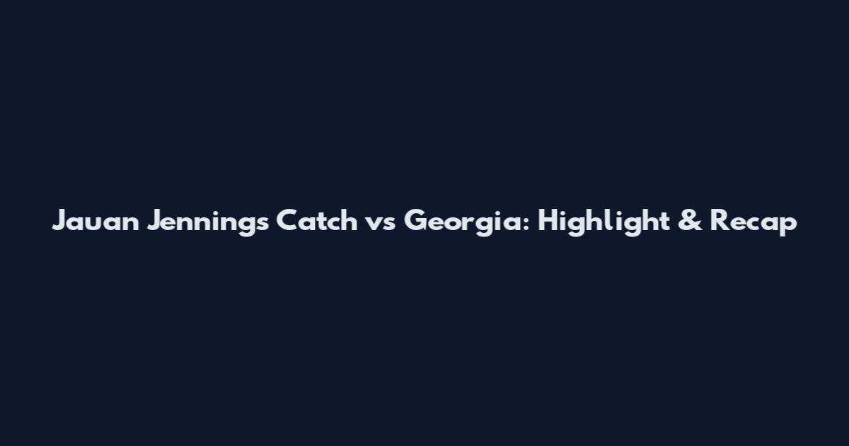 Jauan Jennings Catch vs Georgia: Highlight & Recap