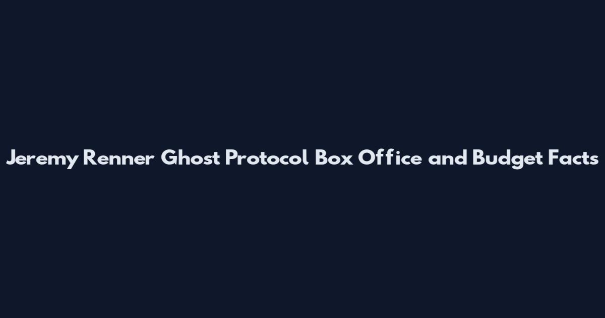 Jeremy Renner Ghost Protocol Box Office and Budget Facts