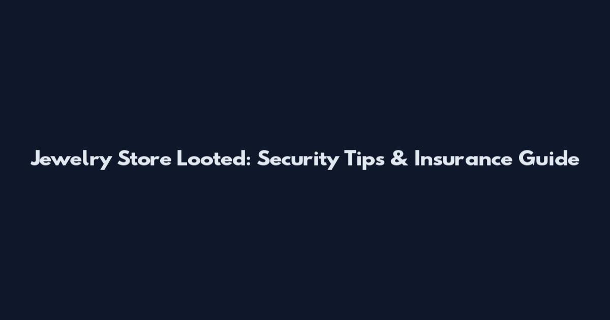 Jewelry Store Looted: Security Tips & Insurance Guide