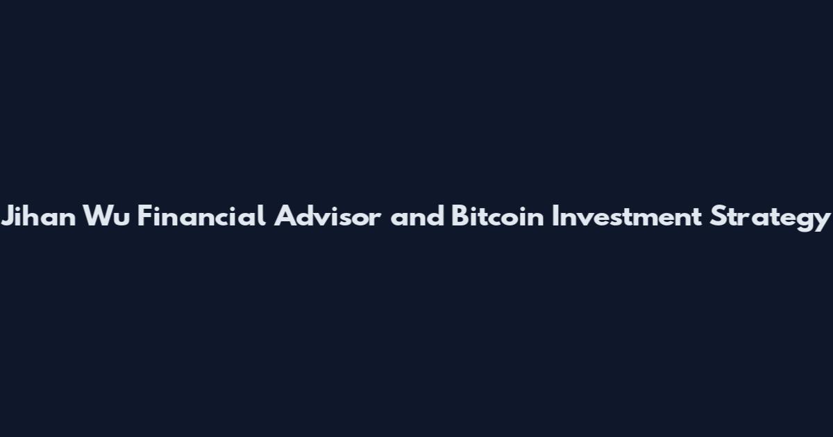 Jihan Wu Financial Advisor and Bitcoin Investment Strategy