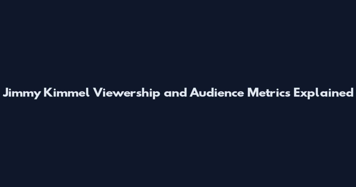 Jimmy Kimmel Viewership and Audience Metrics Explained