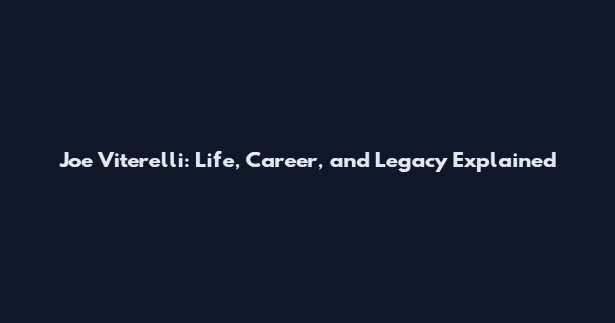 Joe Viterelli: Life, Career, and Legacy Explained