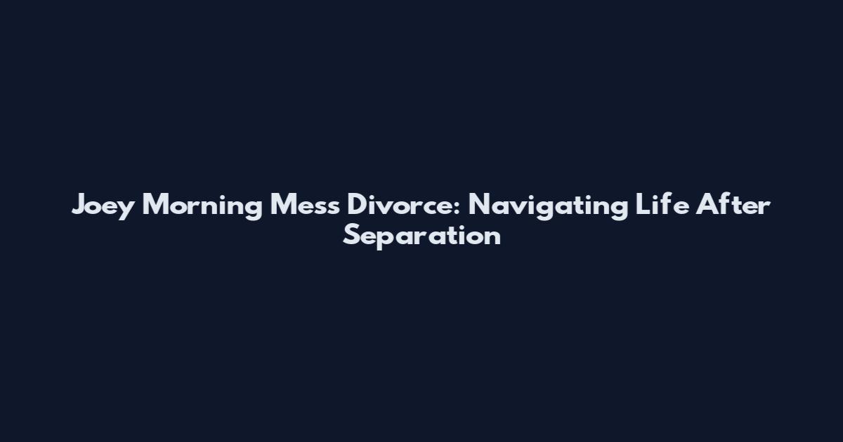 Joey Morning Mess Divorce: Navigating Life After Separation