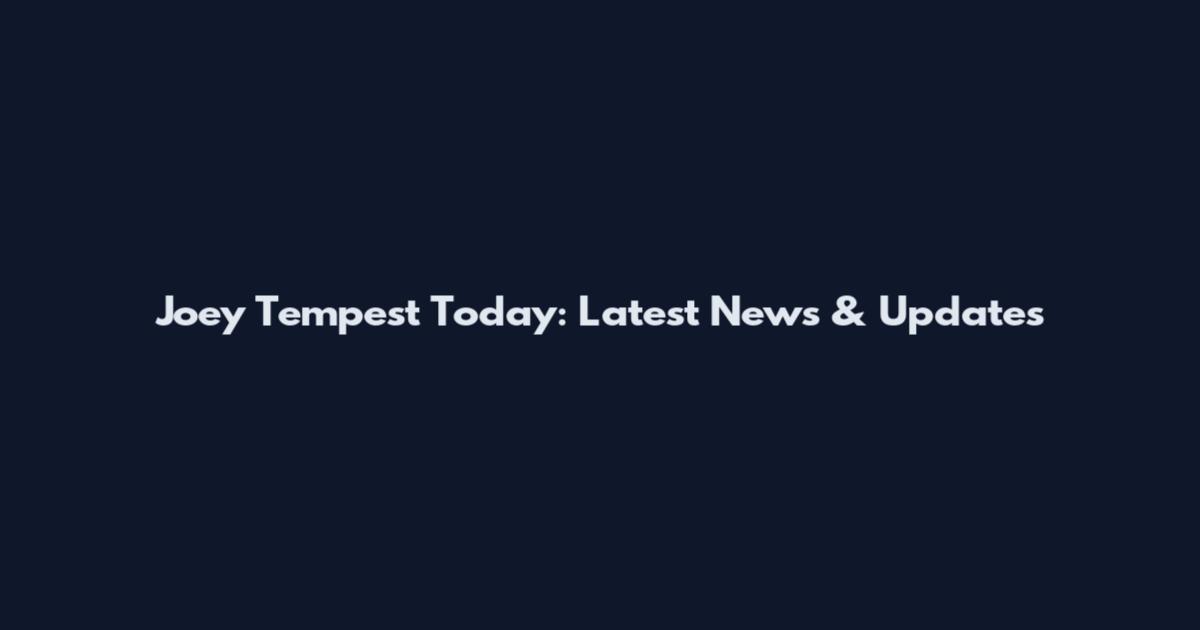 Joey Tempest Today: Latest News & Updates