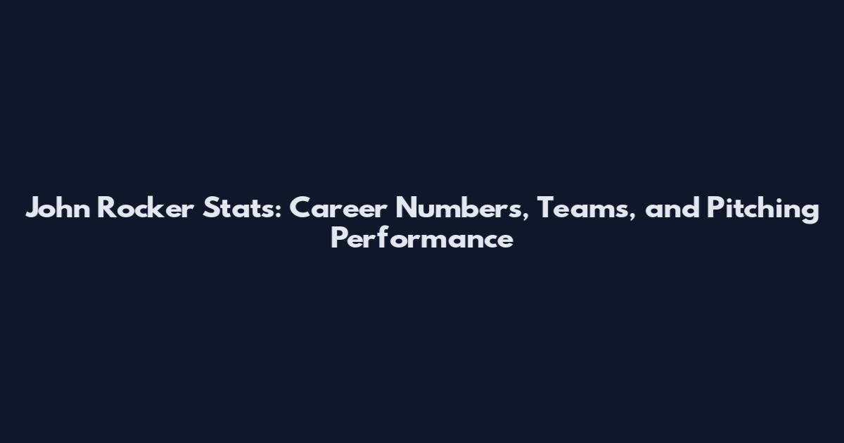 John Rocker Stats: Career Numbers, Teams, and Pitching Performance