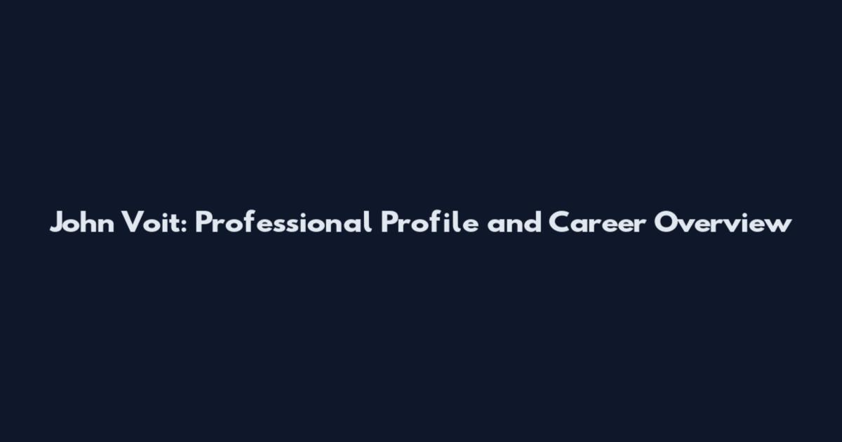 John Voit: Professional Profile and Career Overview