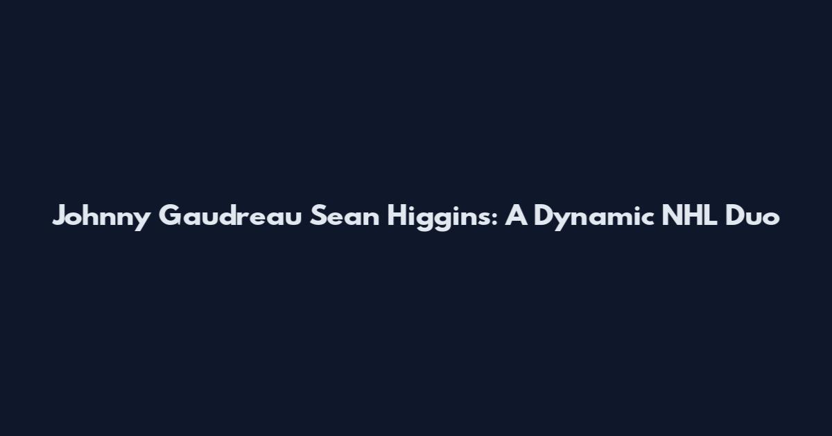 Johnny Gaudreau Sean Higgins: A Dynamic NHL Duo
