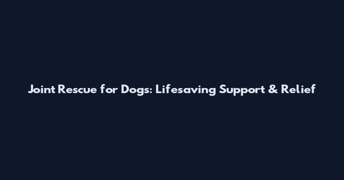 Joint Rescue for Dogs: Lifesaving Support & Relief