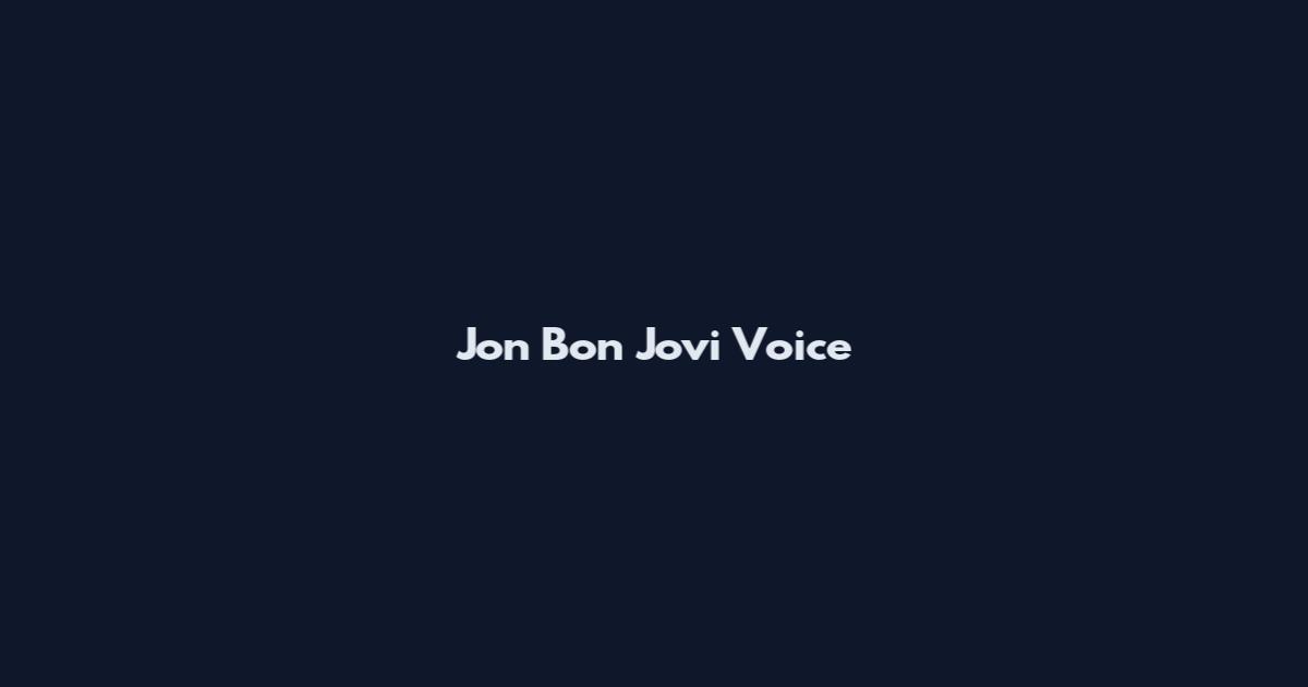 Jon Bon Jovi Voice