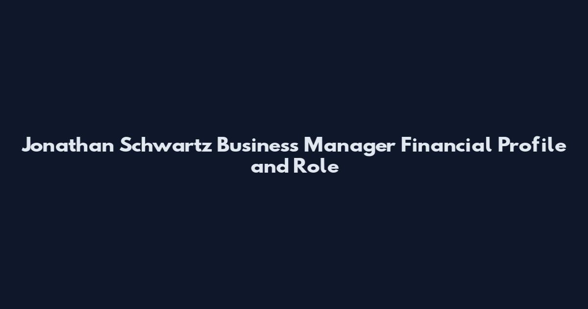 Jonathan Schwartz Business Manager Financial Profile and Role