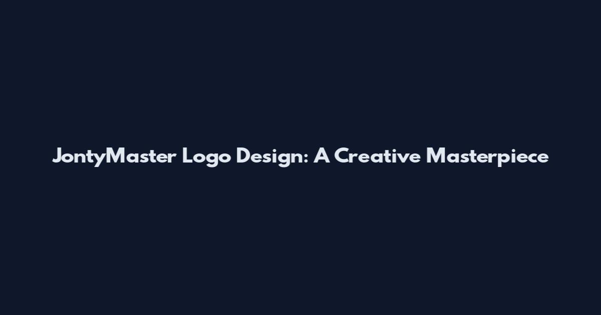 JontyMaster Logo Design: A Creative Masterpiece