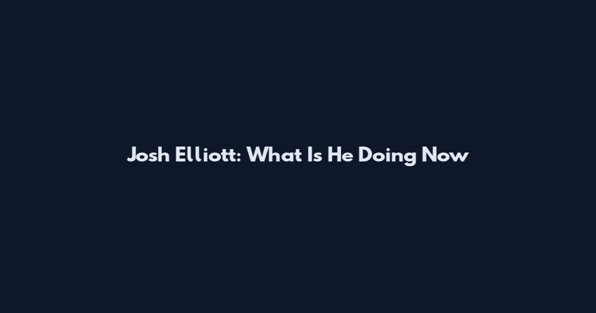 Josh Elliott: What Is He Doing Now