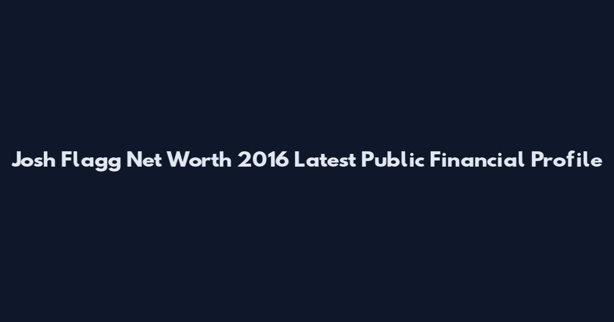 Josh Flagg Net Worth 2016 Latest Public Financial Profile