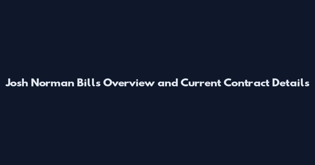 Josh Norman Bills Overview and Current Contract Details