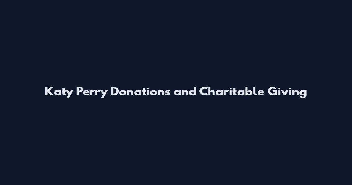 Katy Perry Donations and Charitable Giving