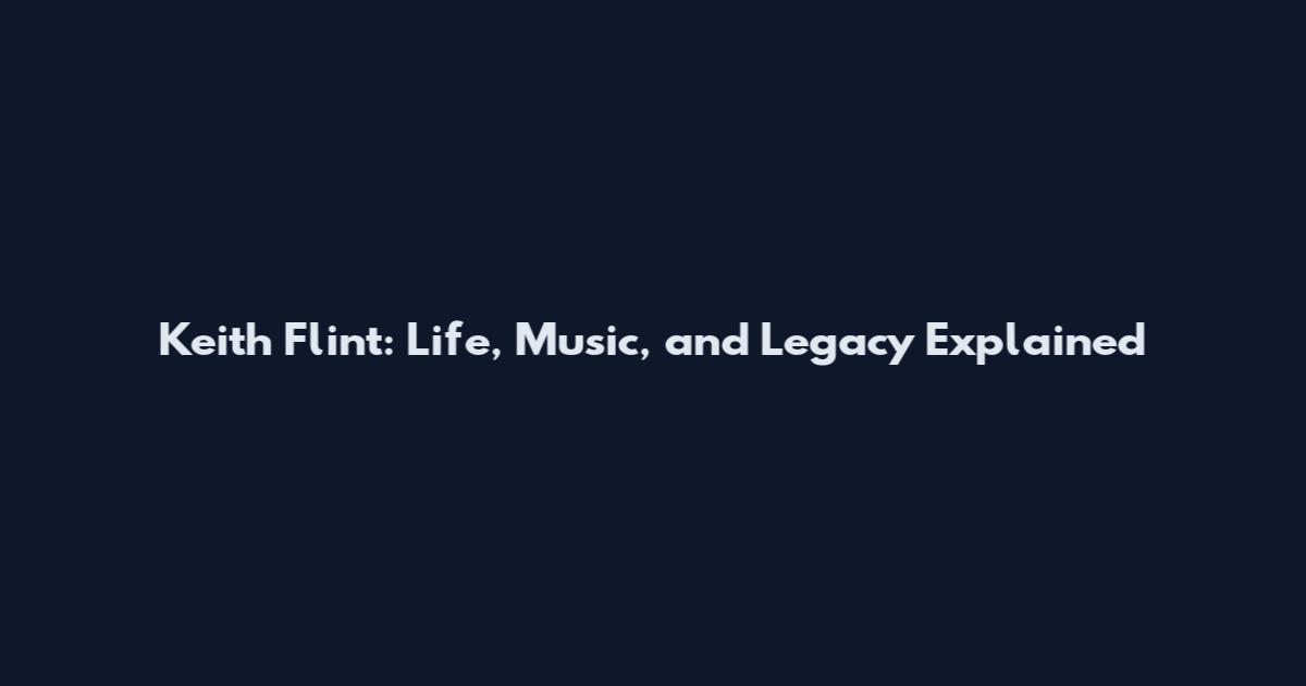 Keith Flint: Life, Music, and Legacy Explained