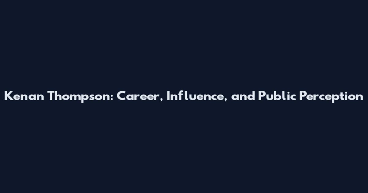 Kenan Thompson: Career, Influence, and Public Perception
