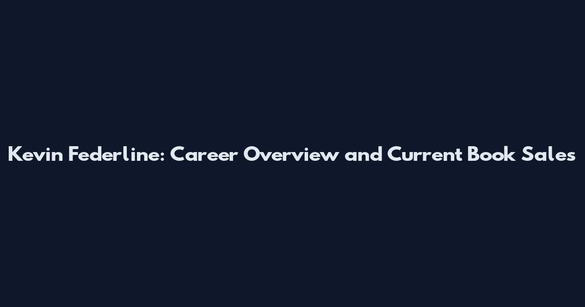 Kevin Federline: Career Overview and Current Book Sales