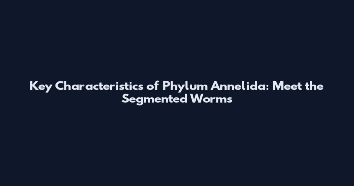 Key Characteristics of Phylum Annelida: Meet the Segmented Worms