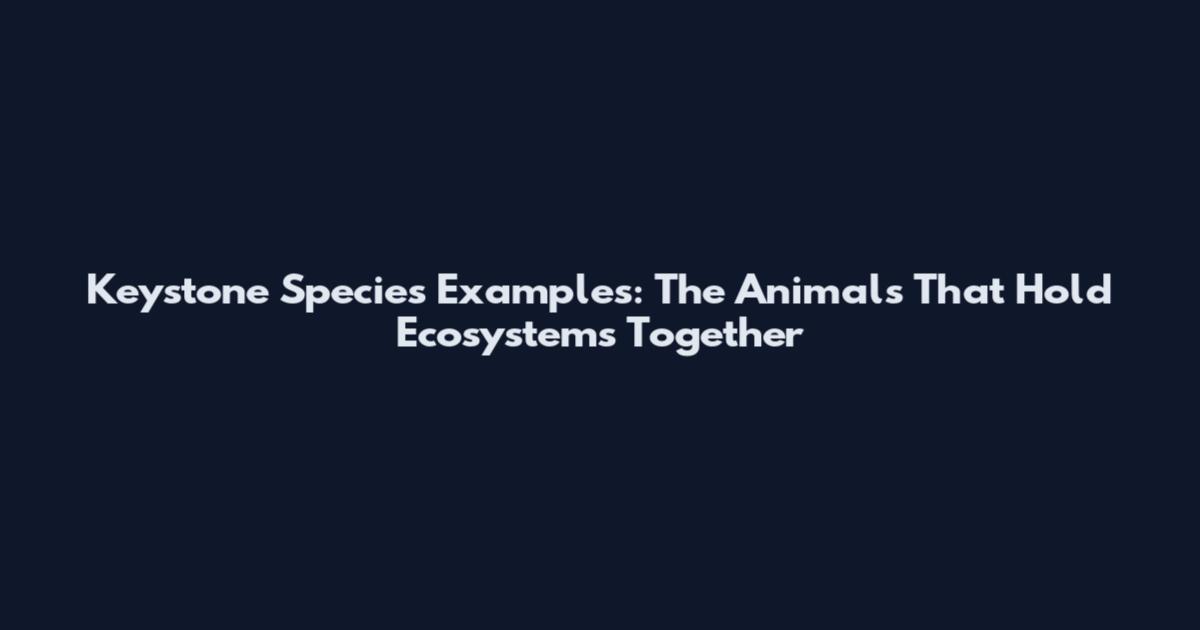 Keystone Species Examples: The Animals That Hold Ecosystems Together