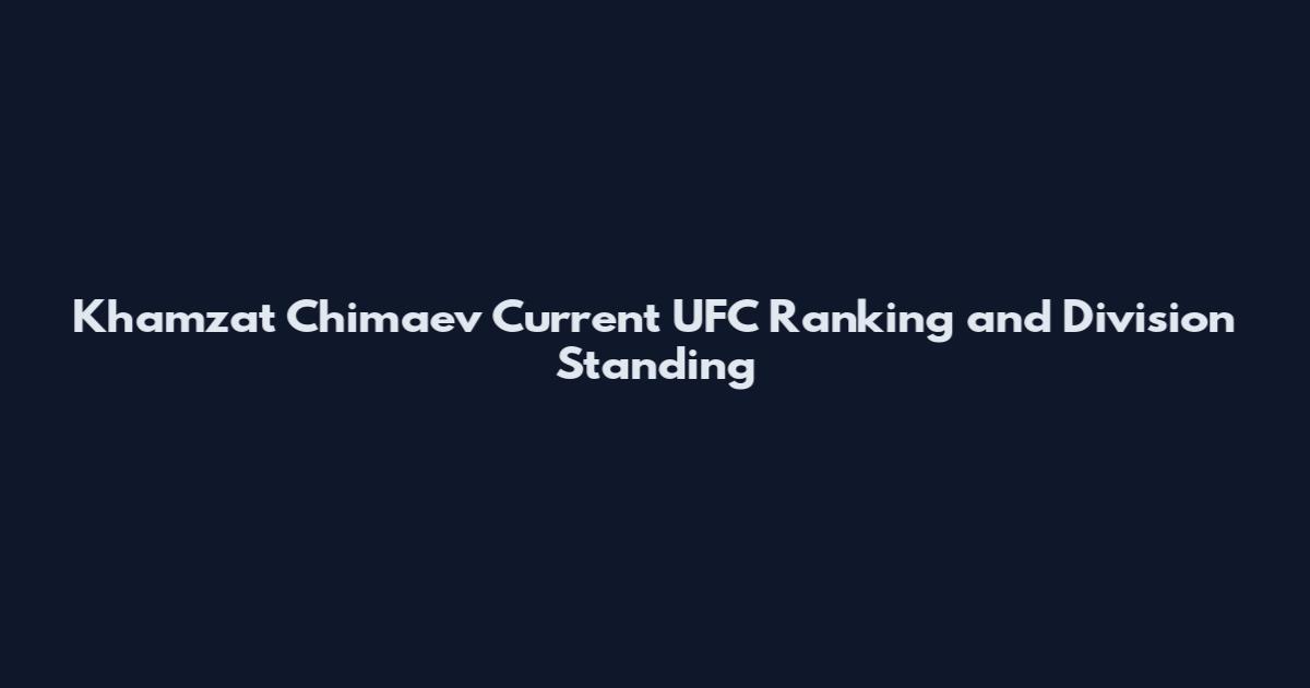 Khamzat Chimaev Current UFC Ranking and Division Standing