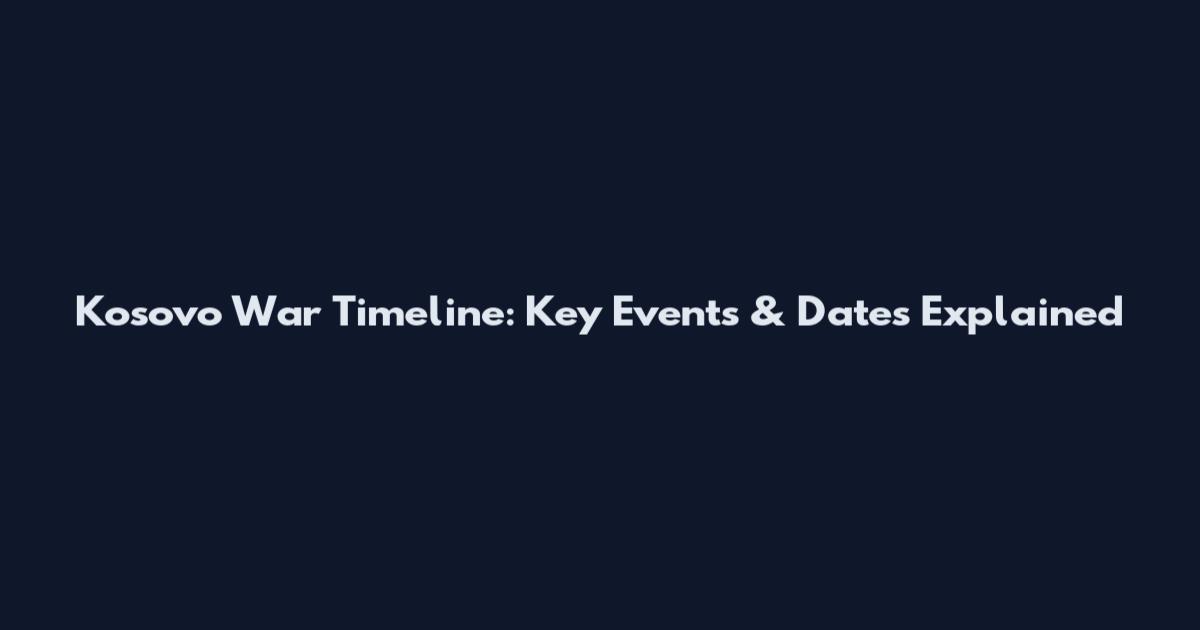 Kosovo War Timeline: Key Events & Dates Explained
